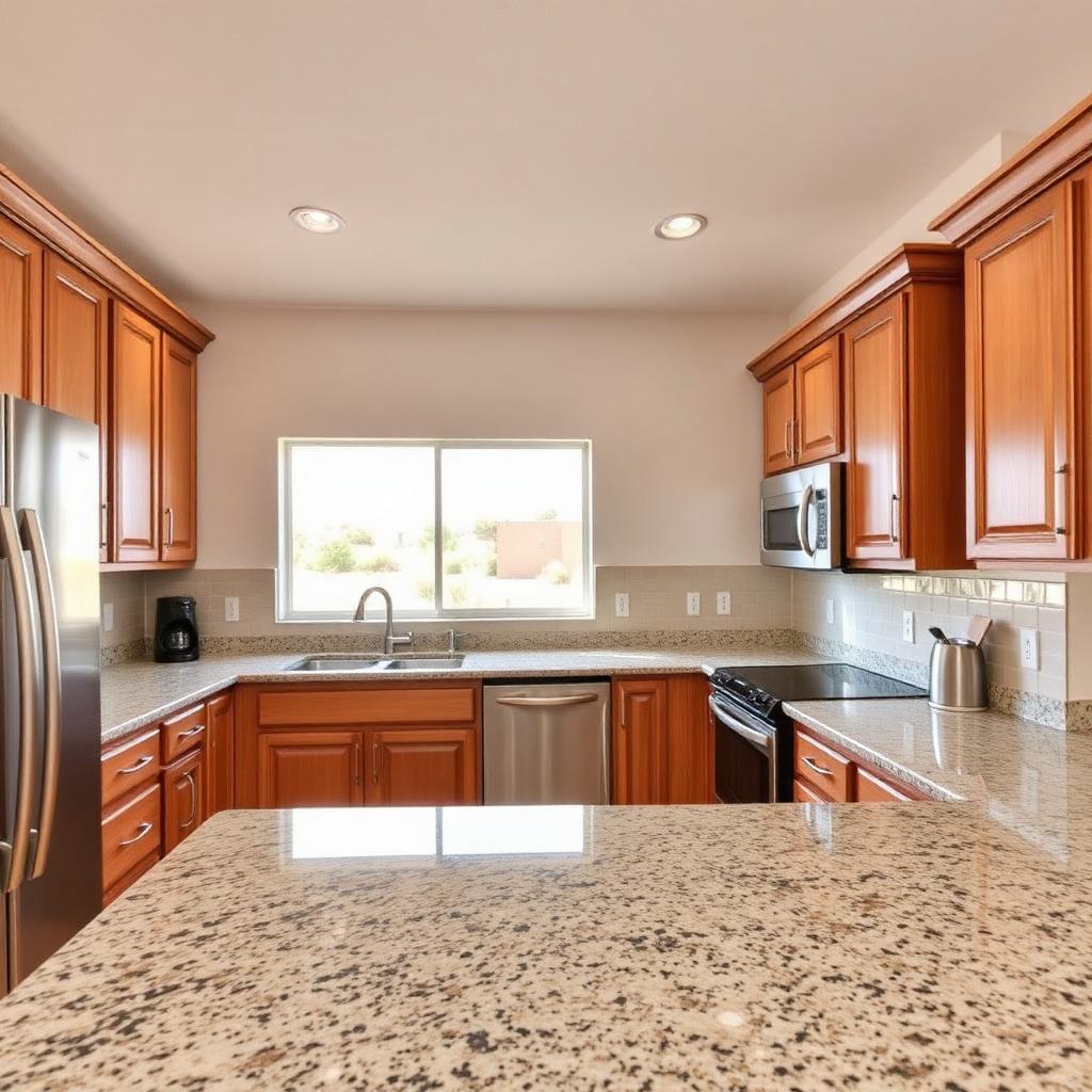 Granite countertops in a Northeast El Paso ranch-style kitchen near Fort Bliss