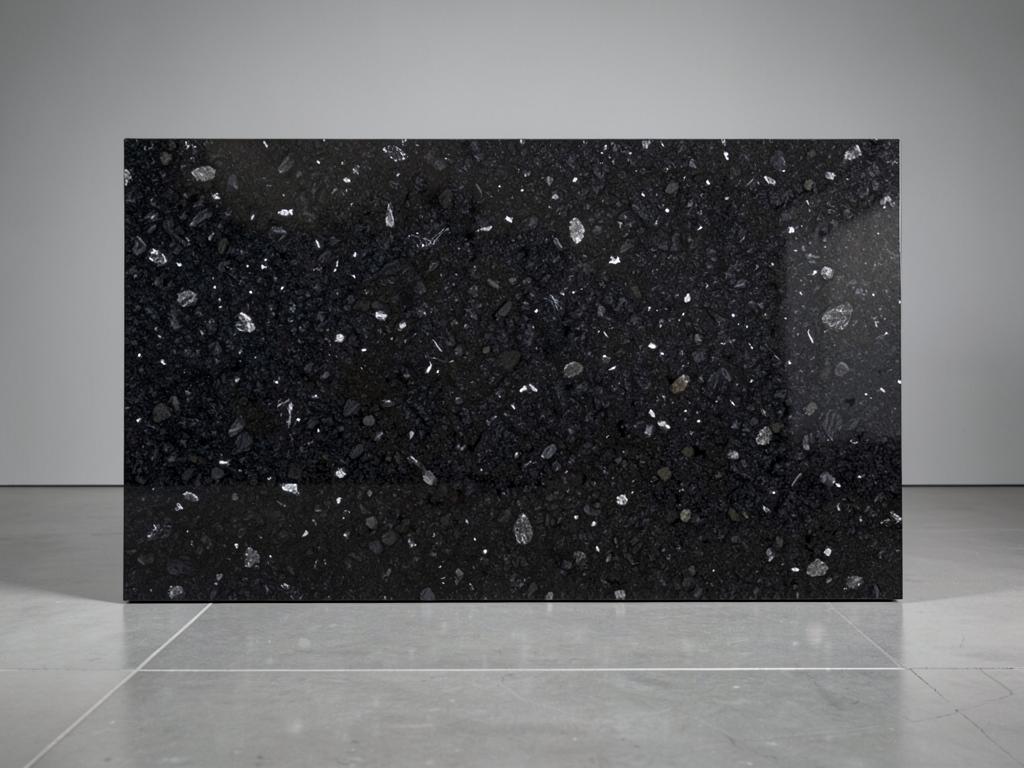 Black Pearl granite countertop material with black and silver mineral texture