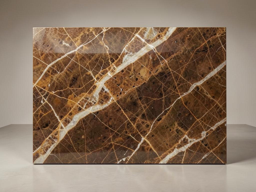 Emperador marble countertop material with rich brown surface and cream veining